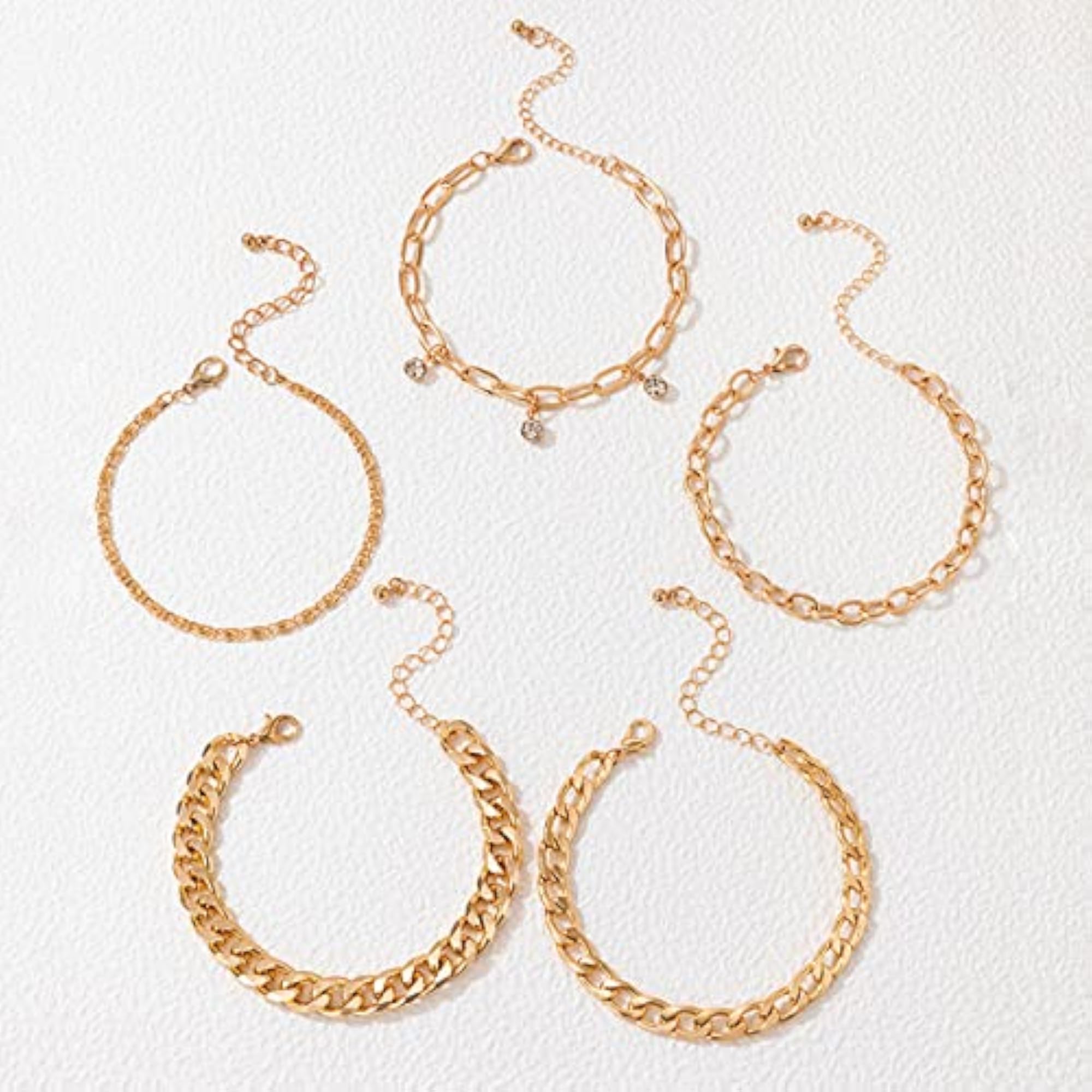 Contemporary Stackable Bracelet Set - Plated & Toned - Set of 5